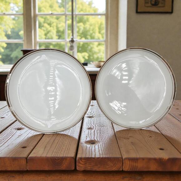 Royalton China Set of 2 Luncheon Plates 9.25" White Gold Trim Translucent - Picture 1 of 8